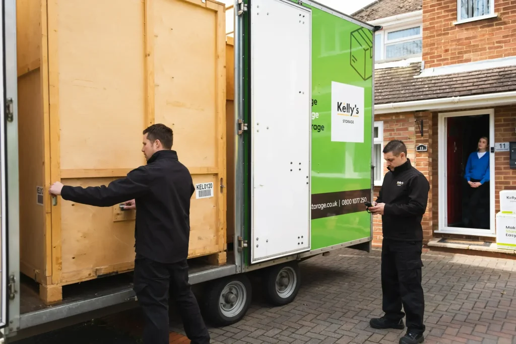 Kelly's staff securing customers container ready for transporting.